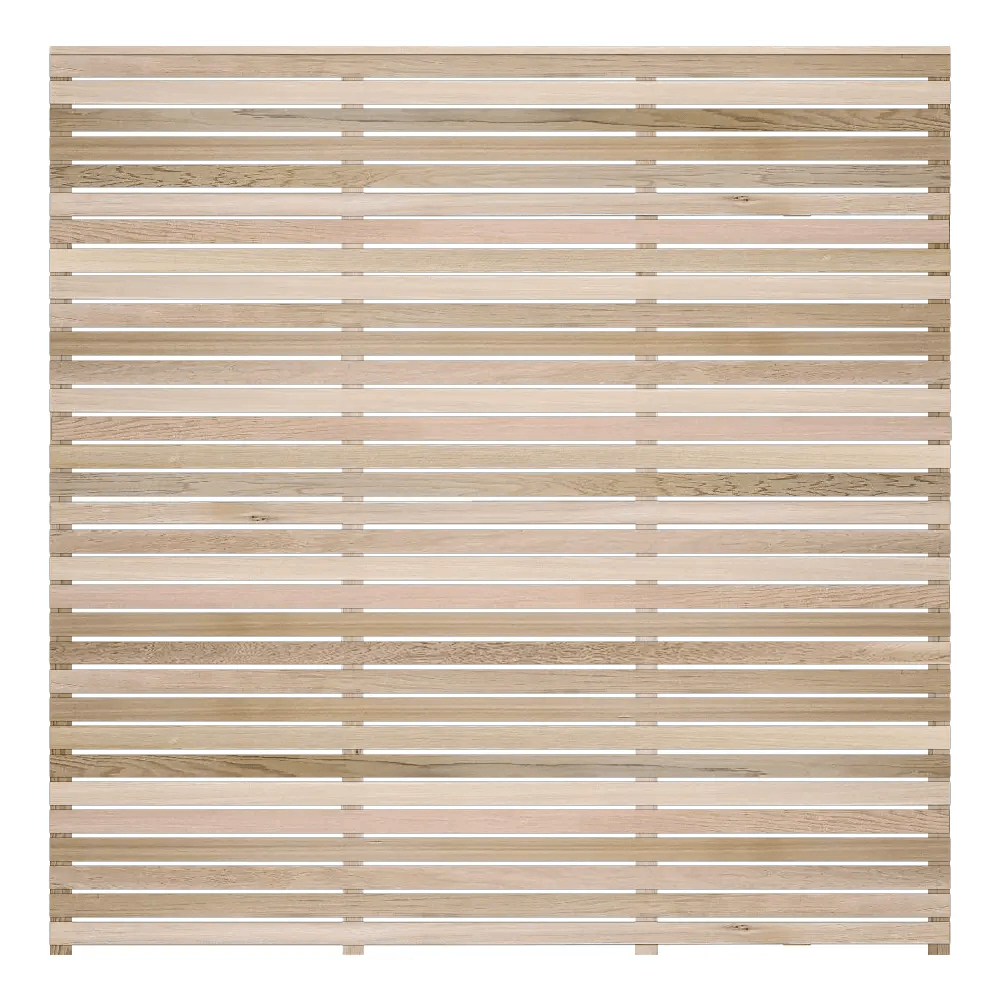 Our slatted cedar fence panels arrive in modular sections allowing customers to rest on top of each other until the desired height is met.