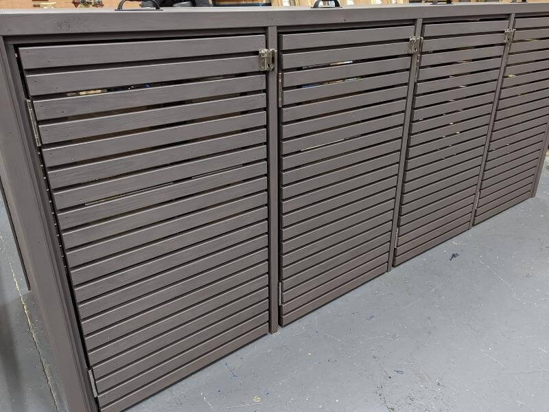 Each of the bin stores can be treated with a range of exterior oils.