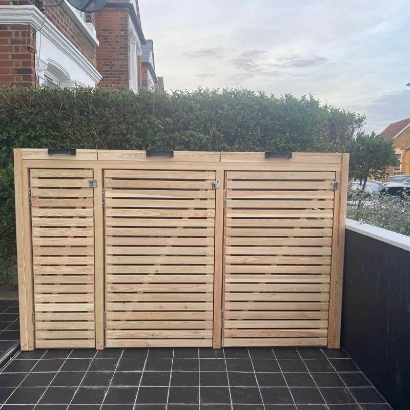 This tailored Larch bin store has been made to suit specifications sent to us by the customer.